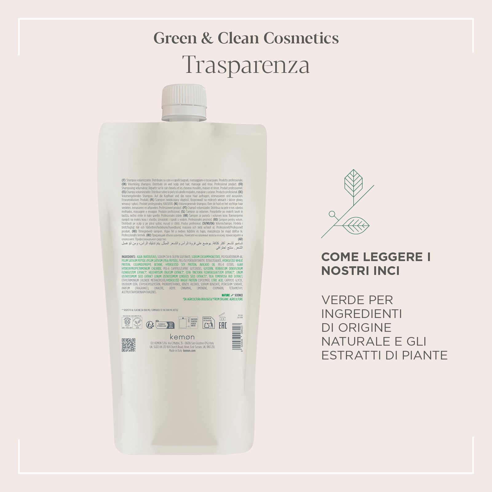 Actyva - Champú para volumen y plenitud para cabello fino con efecto de volumen con linaza, sin silicona, 1000 ml