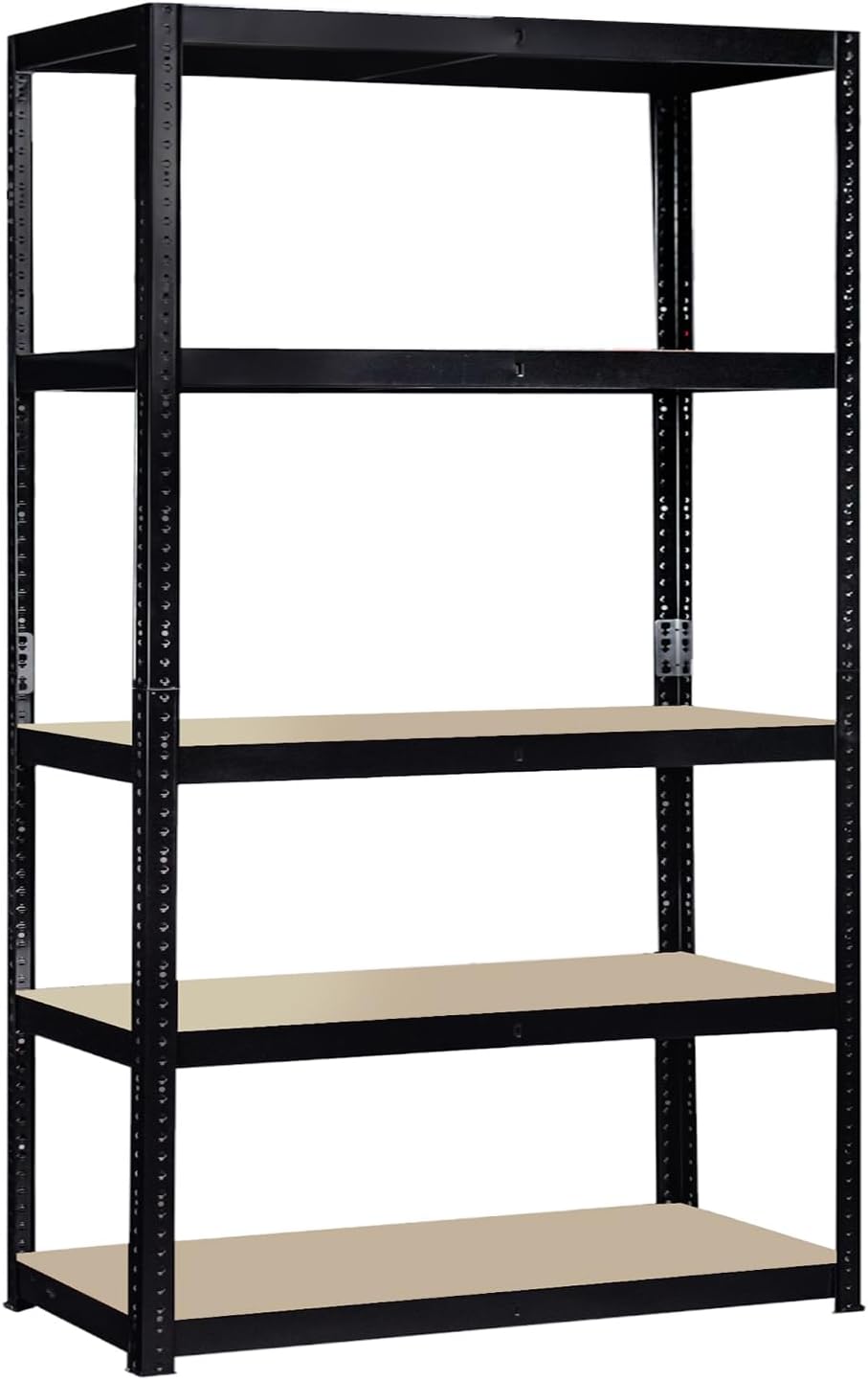 G-Rack Garage Shelving Units - 5 Tier Storage Rack Shelves Shelf Unit - 180x90x60 cm - 1 Bay, 150 kg Per Shelf - Heavy Duty Metal Industrial Shelves Storage Rack Shed Solutions - Black