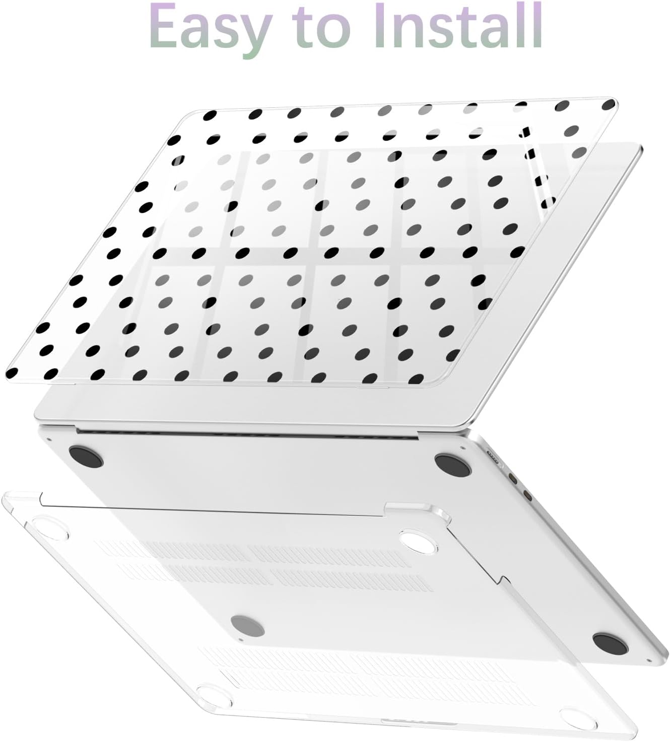Compatible with MacBook Pro 13 inch Case M2 2025, 2024-2016 A2338 M1 A2251 A2289 A2159 A1989 A1708 A1706, Cute Black Polka Dot Protective Hard Shell Clear Cover for Mac Pro 13