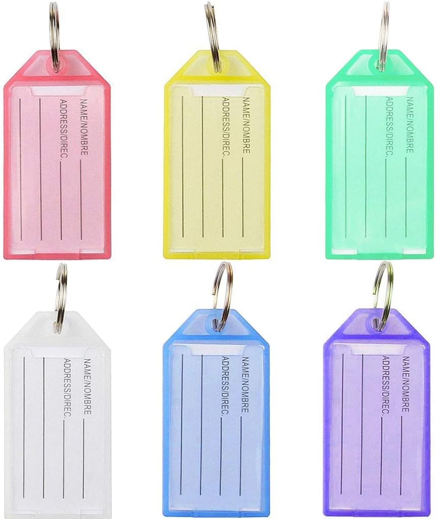 Onwon 30 Pieces Tough Plastic Key Tags with Split Ring