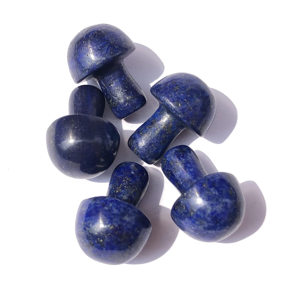 Lendiecrystal5PC Clear Quartz Mushroom Quartz Crystal Hand Polished Crystal Gemmy Healing Reiki Decor Gift (Lapis Lazuli Mushroom) LD-LLM5