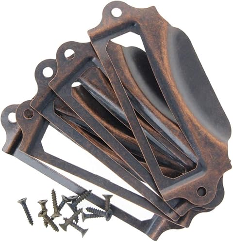 VIGANI Soporte para etiquetas, soporte de etiquetas para tarjetas, asas de tracción de 3.16 x 1.61 pulgadas, marco de etiquetas de hierro vintage