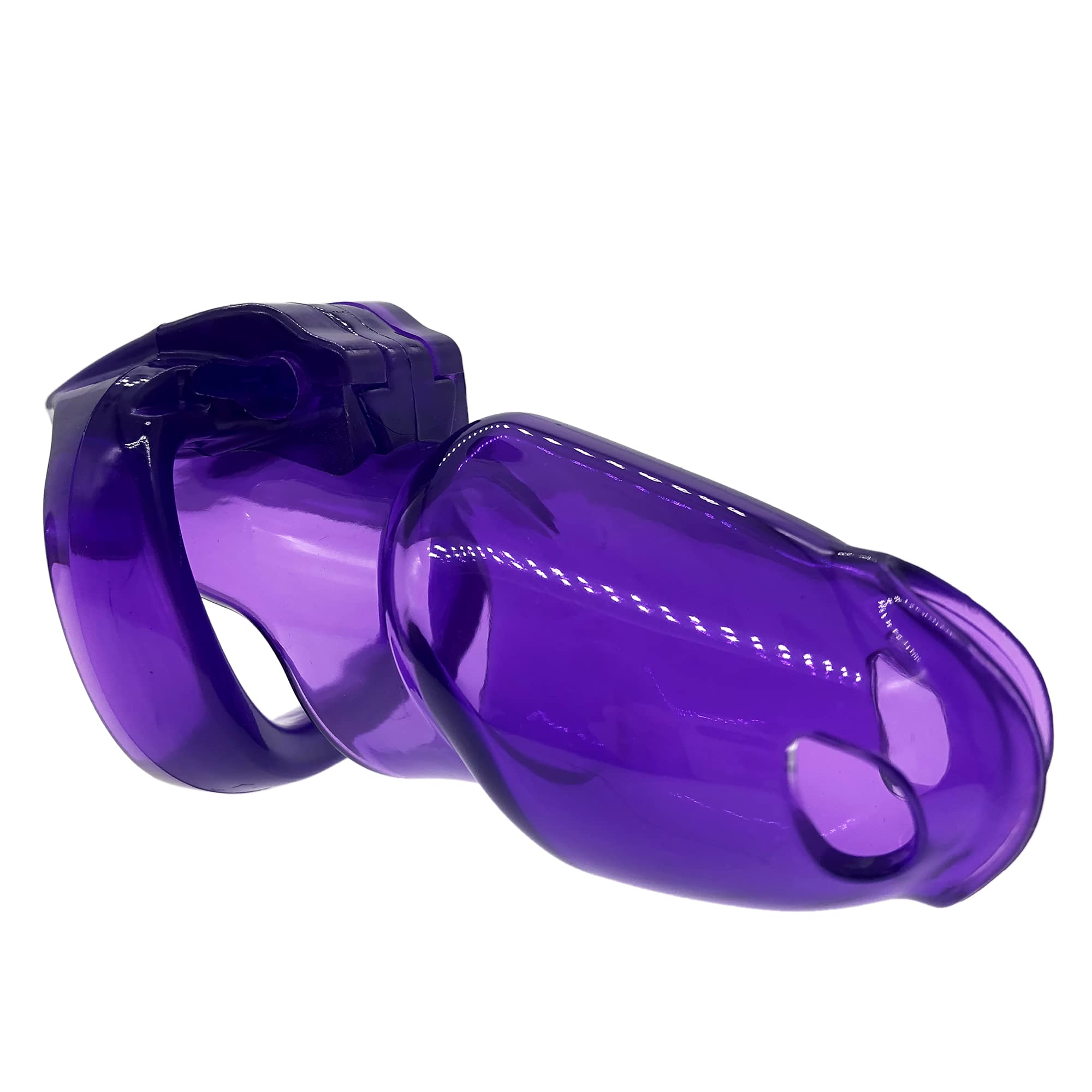 HT-V4 Chastity Cage for Men | 5 Adjustable Wide Rings &amp; 6 Colors | Beginner-Friendly | Adult Sex Toy with Sizing Guide (Purple, Maxi)