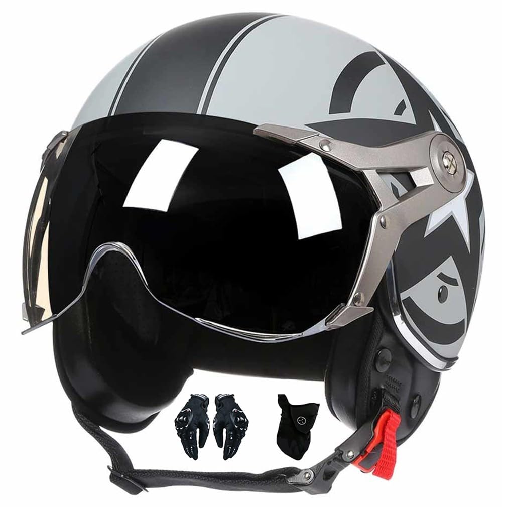 Casque Jet Moto 3/4 Ouvert Vintage Homologué ECE 22.06
