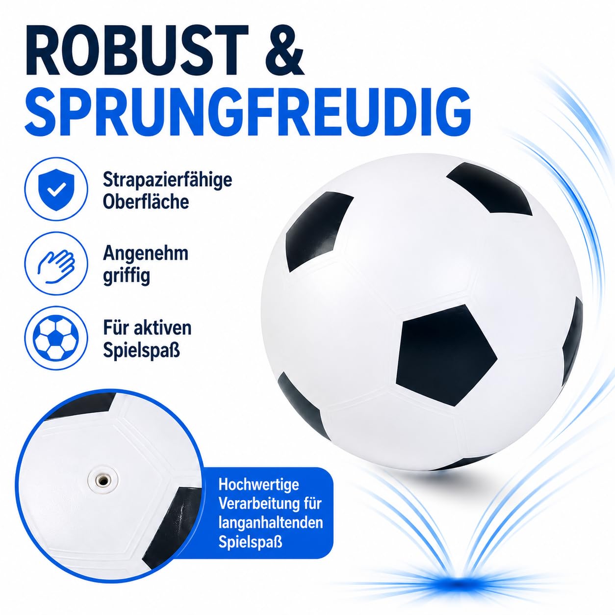 Jiahuade XXL Fußball Ø 80cm Groß,Fussball aus Gummi,Aufblasbarer Spielball mit Mega Sprungkraft,Aufblasbare Fußballbälle,Spielball für Jungen oder als Geschenk