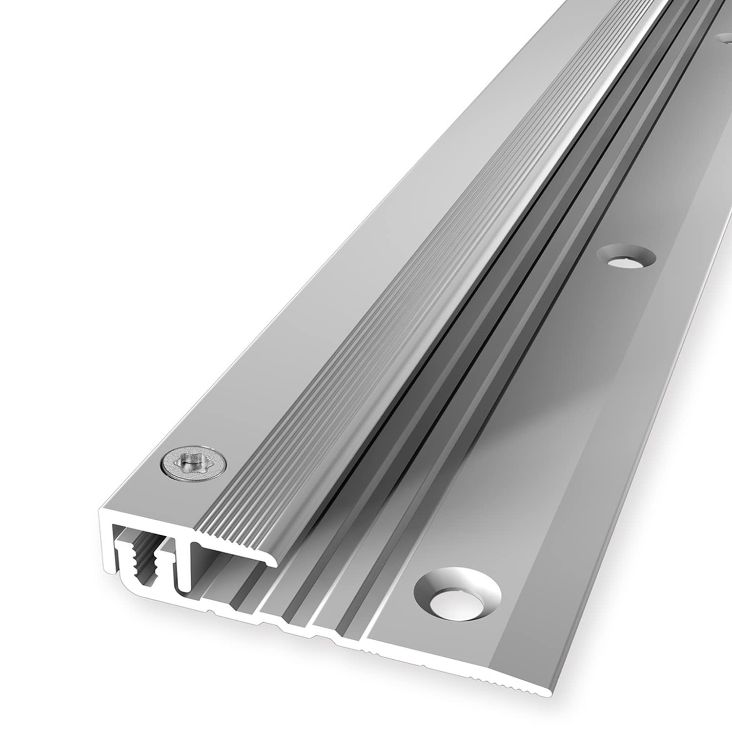 PROVISTON | Profilé de finition sol vinyle | Largeur 17 mm | Épaisseur revêtement 4-9,5 mm | Longueur 2700 mm | Profil d'arrêt | Profilé de rattrapage | Barre de seuil | Couleur Argent | 1 pièce