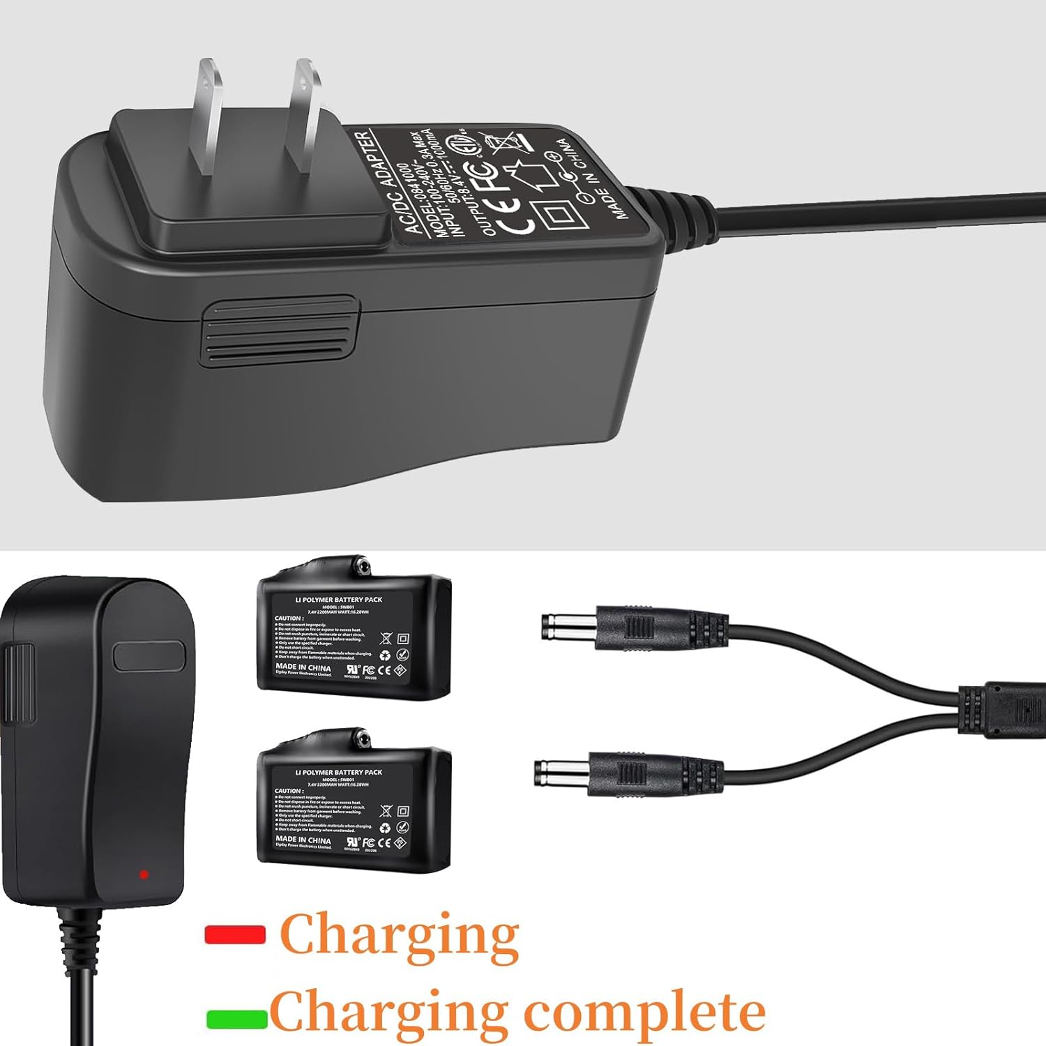 Charger for Heated Glove 7.4V Li-Polymer Battery Compatible with Savior Snow Deer Sun Will Heated Gloves, Heated Socks,Heated Vest Battery Charger - Image 5