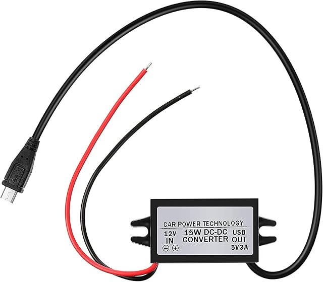 Tiardey Wodoszczelny konwerter 12 V do 5 V DC-DC Step Down, zasilacz kompatybilny z Raspberry Pi 4, telefonem komórkowym, samochodem (złącze USB typu C)