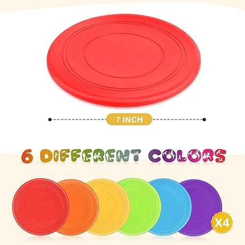 Miniatura 2 de Kids Flying Disc 7 Inch Silicone Flying Disks Set in Bulk for Children Dogs Outdoor Backyard Lawn Sports Games Party Favors, 6 Colors61224pcs
