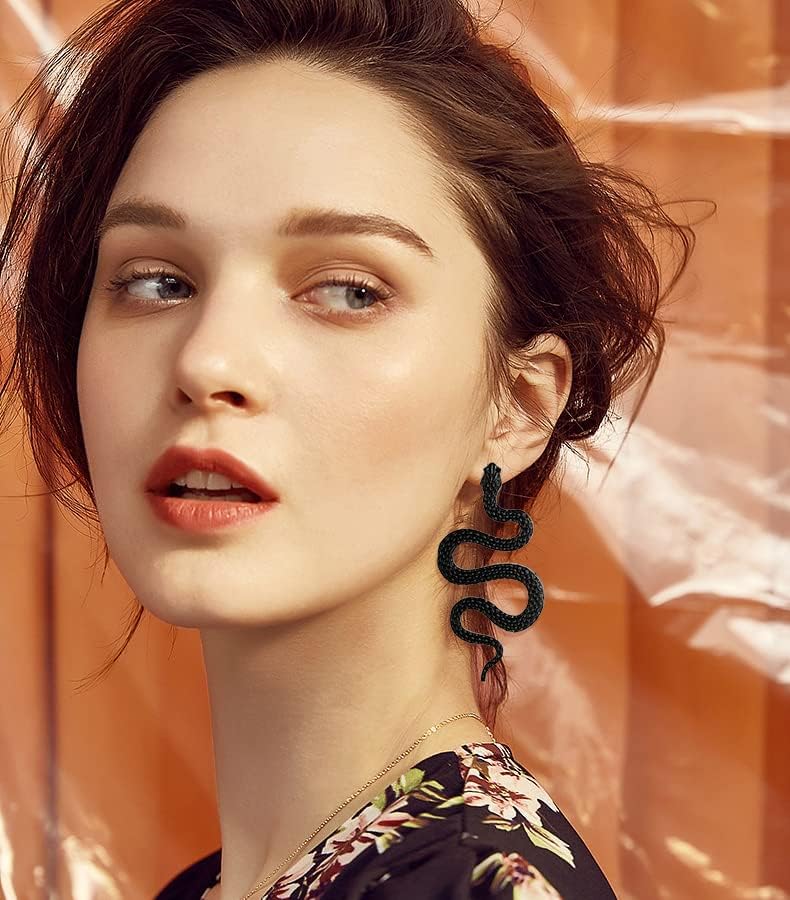 JeanBeau Statement Snake Dangle Stud Earrings for Women Teen Boho Punk Snake Drop Earring vintage Gothic Animal Serpent Personality Jewelry. - Image 3