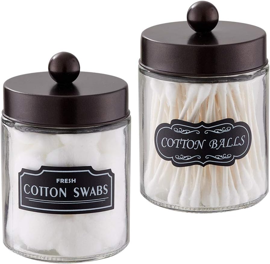 Elwiya Bathroom Apothecary Jars Set, Farmhouse Decor Glass