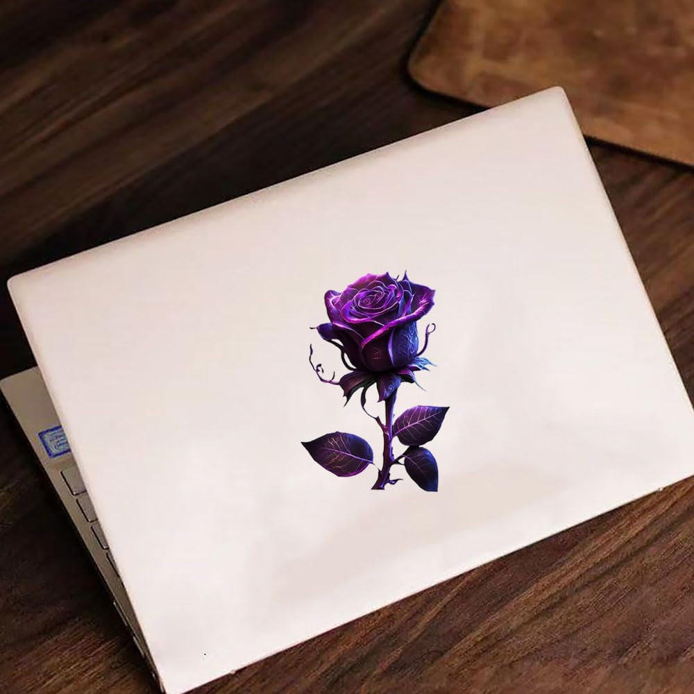 2 PCS Purple Rose Waterproof Vinyl Decals Floral Design for Car Truck Bumper Motorcycle Laptop Wall A-144 - Image 2