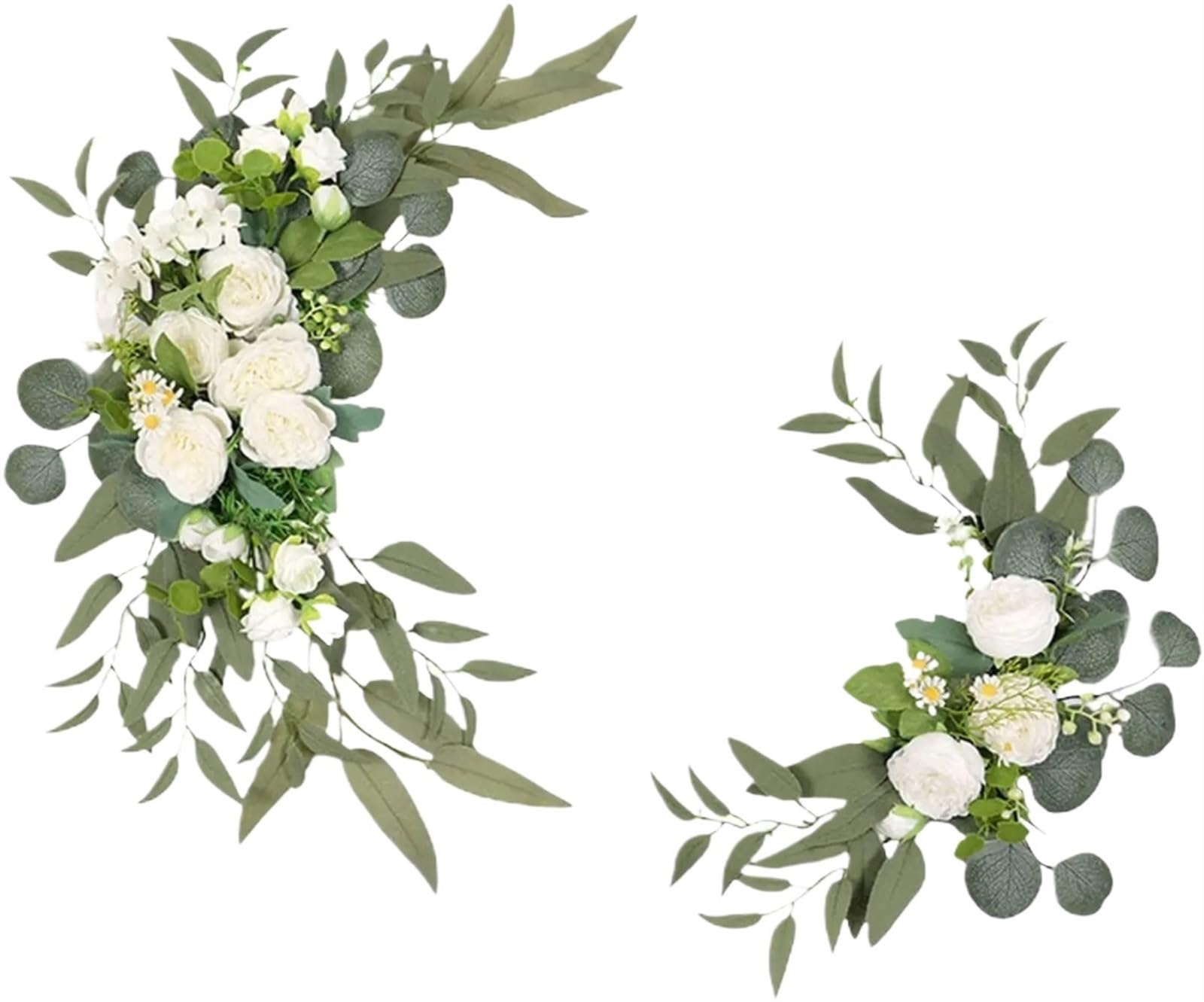 Kit Fiori Artificiali Per Arco Matrimonio 2 fiori for arco nuziale, artificiali romantici for tende trasparenti, cerimonia for pergolato, sedia da matrimonio(White)