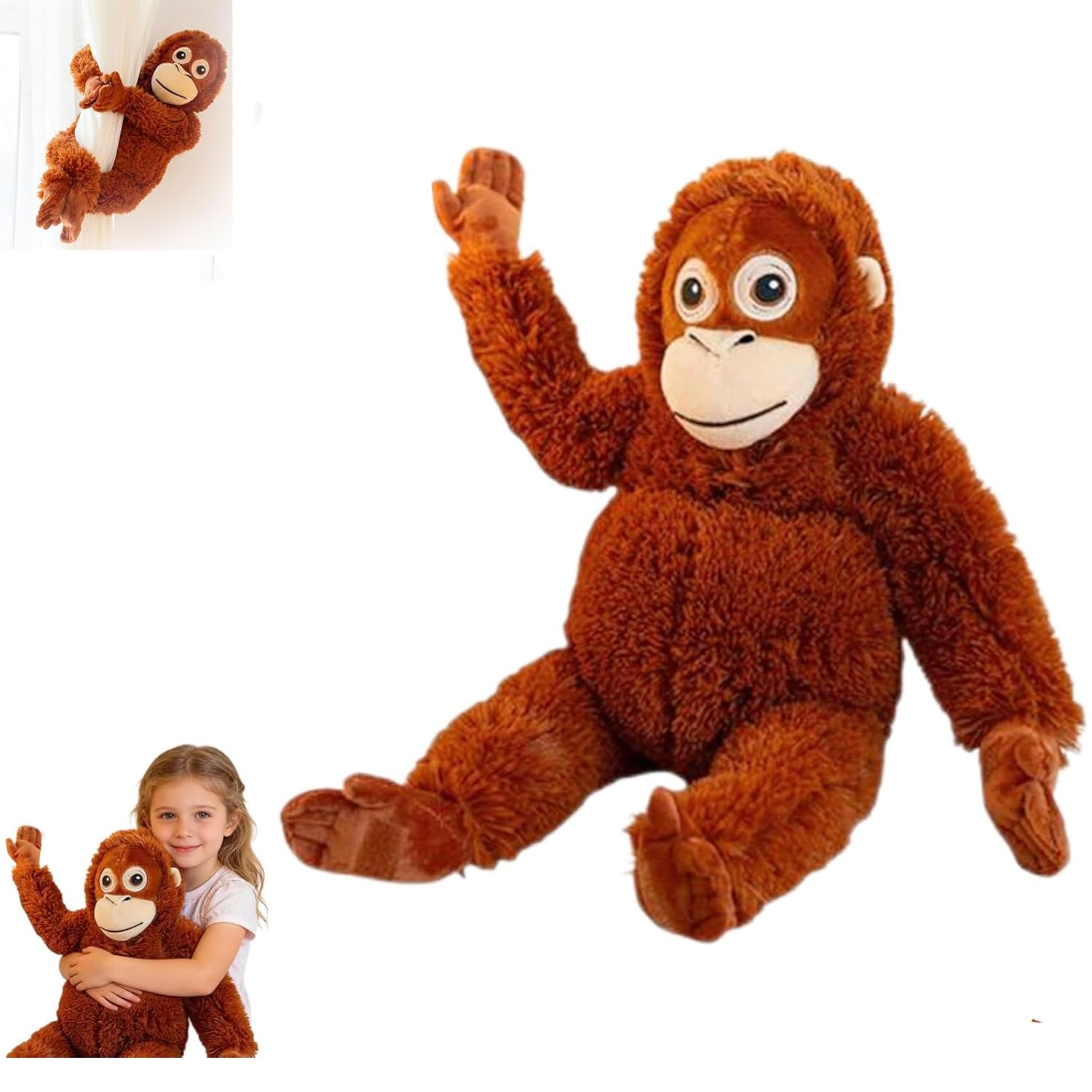Ligtmor Großes Orang Utan Kuscheltier - 66cm Plüschaffe, Klammeraffe Plüschtier für Kinder, Weiches AFFE Kuscheltier als Geschenk, Ideal für Fans & Tierliebhaber - 1