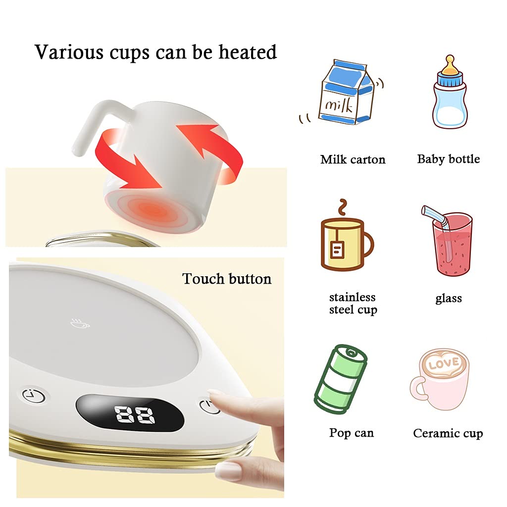YXCKG Réchauffeur De Tasse De Café, Température Constante 55 ℃, Plaque Chauffante À Café, Chauffe-Tasse De Lait pour Le Bureau À Domicile ((thé, Eau, Cacao, Soupe Ou Lait) (Color : White+Cup)