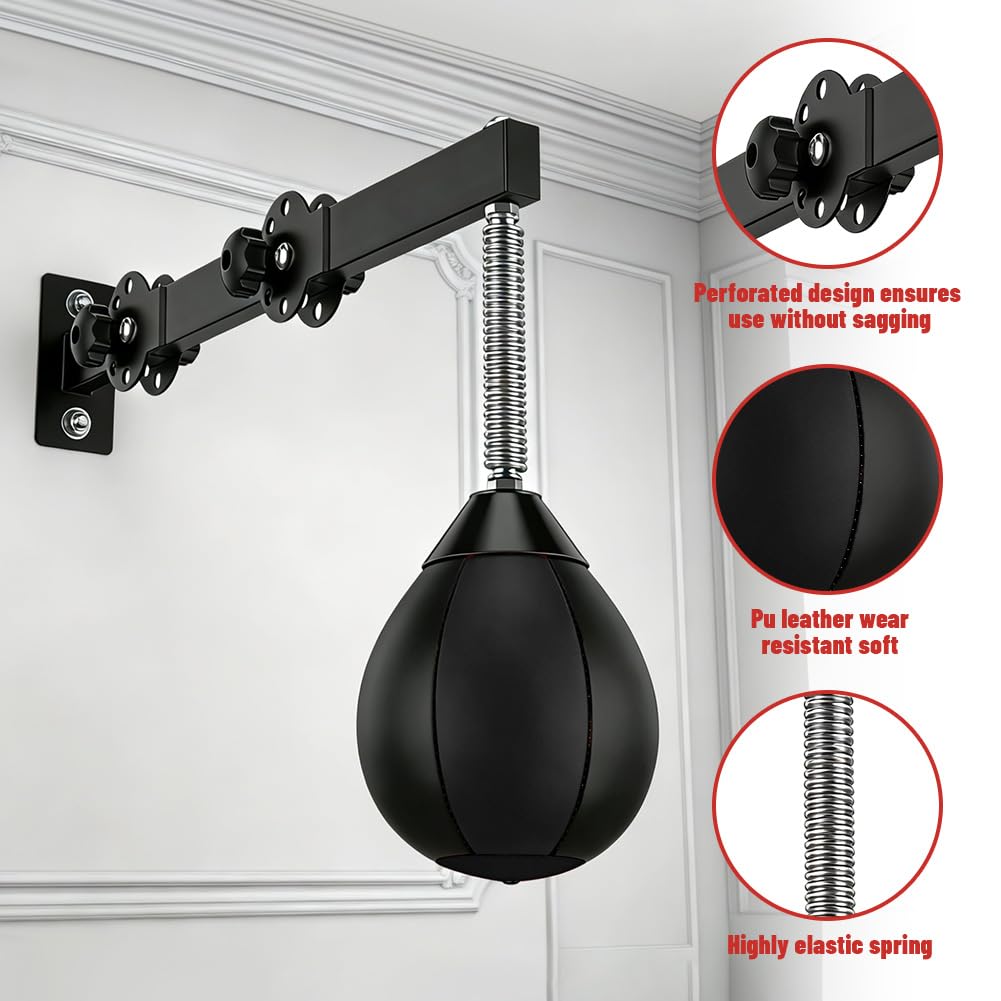 Speed Punching Ball - Hauteur réglable et pliable - Support mural - Balle de boxe avec suspension - Entraînement de gym à domicile