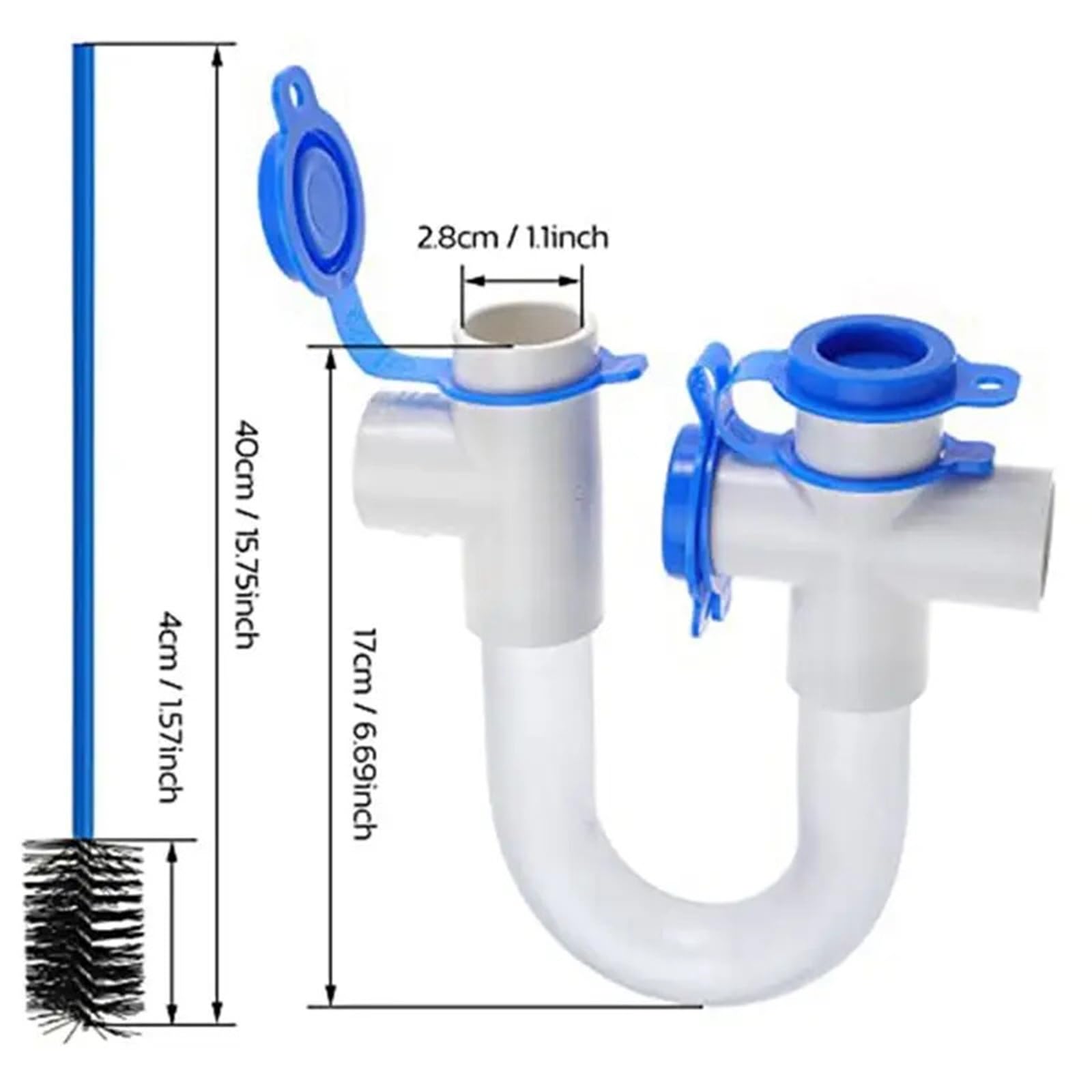 Sifón U Transparente Condensado de trampa en U PVC transparente con cepillo | 3 4 pulgadas Estándar 16 pulgadas Limpieza HVAC AC