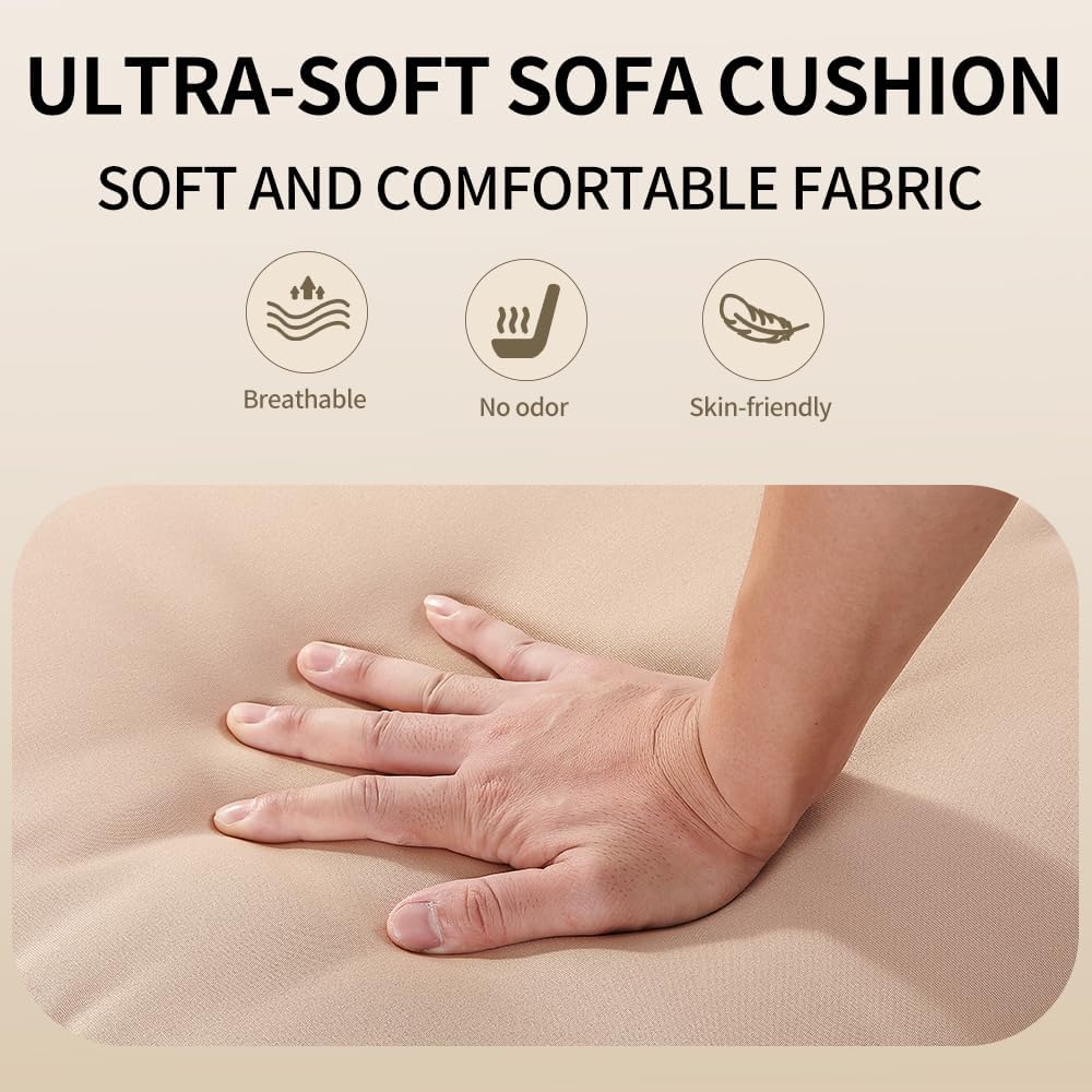 46x18 Outdoor High Back Chair Cushions | Waterproof & UV-Resistant Patio Furniture Pads | Tufted with Ties | Perfect for Dining & Rocking Chairs (Beige)