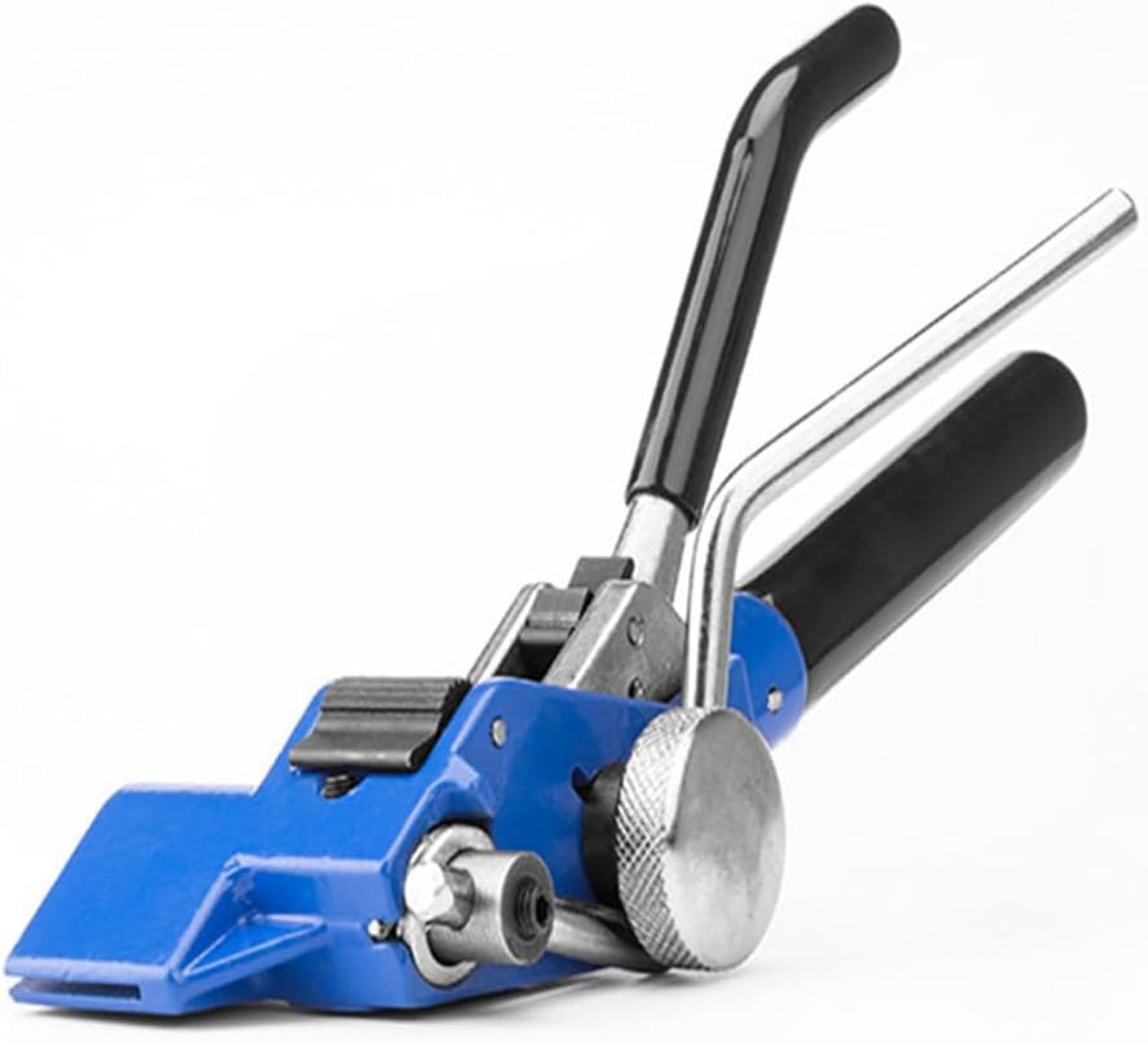 Herramienta de bandas de acero inoxidable con tensor de trinquete y cortador para correas de metal resistentes, ideal para asegurar cables, tuberías y carteles