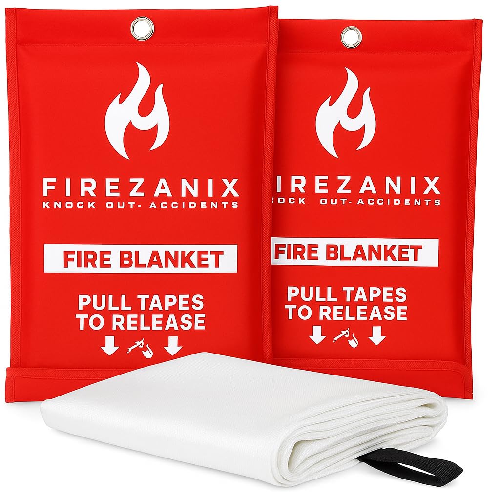 Emergency Fire Blanket - Fire Suppression Blanket, Fiberglass. Fire Blanket - Emergency Flame Retardant Blanket for Kitchen, Home, and Office. (2 Pack)…