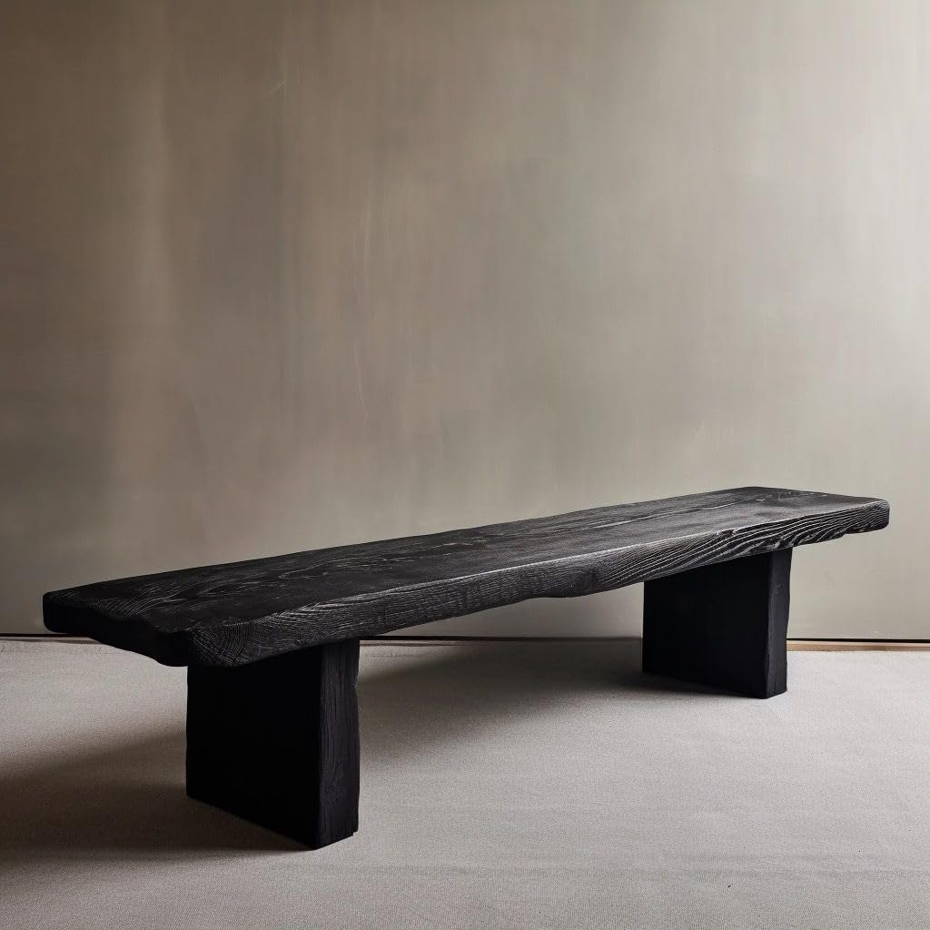 RUNNUP Solid Wood Bench, Shoe Changing Benchs, 47" Modern Narrow Living Room Bench for Bedroom, Entrance, Dining Room