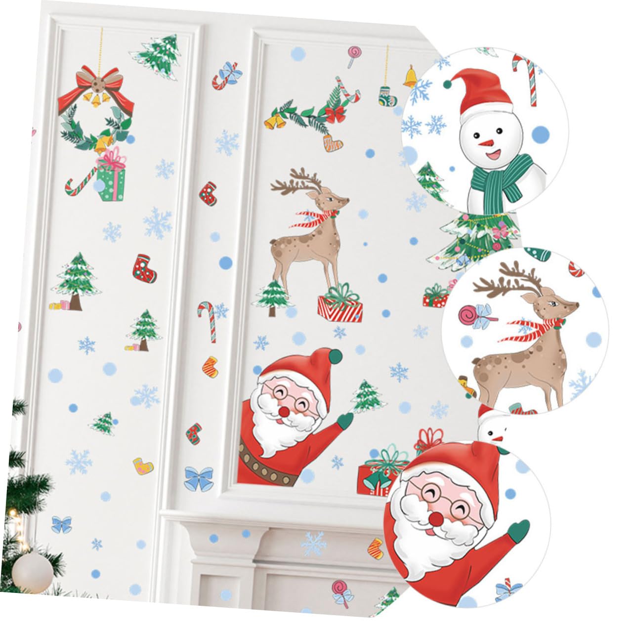 TOPBATHY Blätter Weihnachtsfensteraufkleber Santa Fenster Haftet Fensteraufkleber Für Weihnachten Weihnachtsdekoration Dekorationen De Santa Fenster Haften Wandtattoo Weihnachten Pvc
