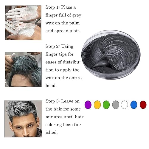 Miniatura 3 de Cera de color negro para el cabello, crema de peinado instantáneo, 4.23 onzas, cera natural temporal para fiestas, cosplay, Halloween, uso diario,