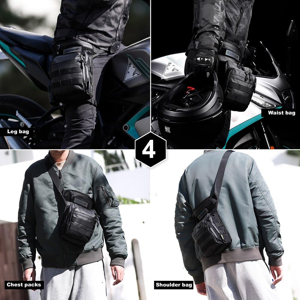 Pernera Moto Riñonera for Pierna de Motocicleta, multifunción, táctica, for Viaje, for teléfono móvil o Celular