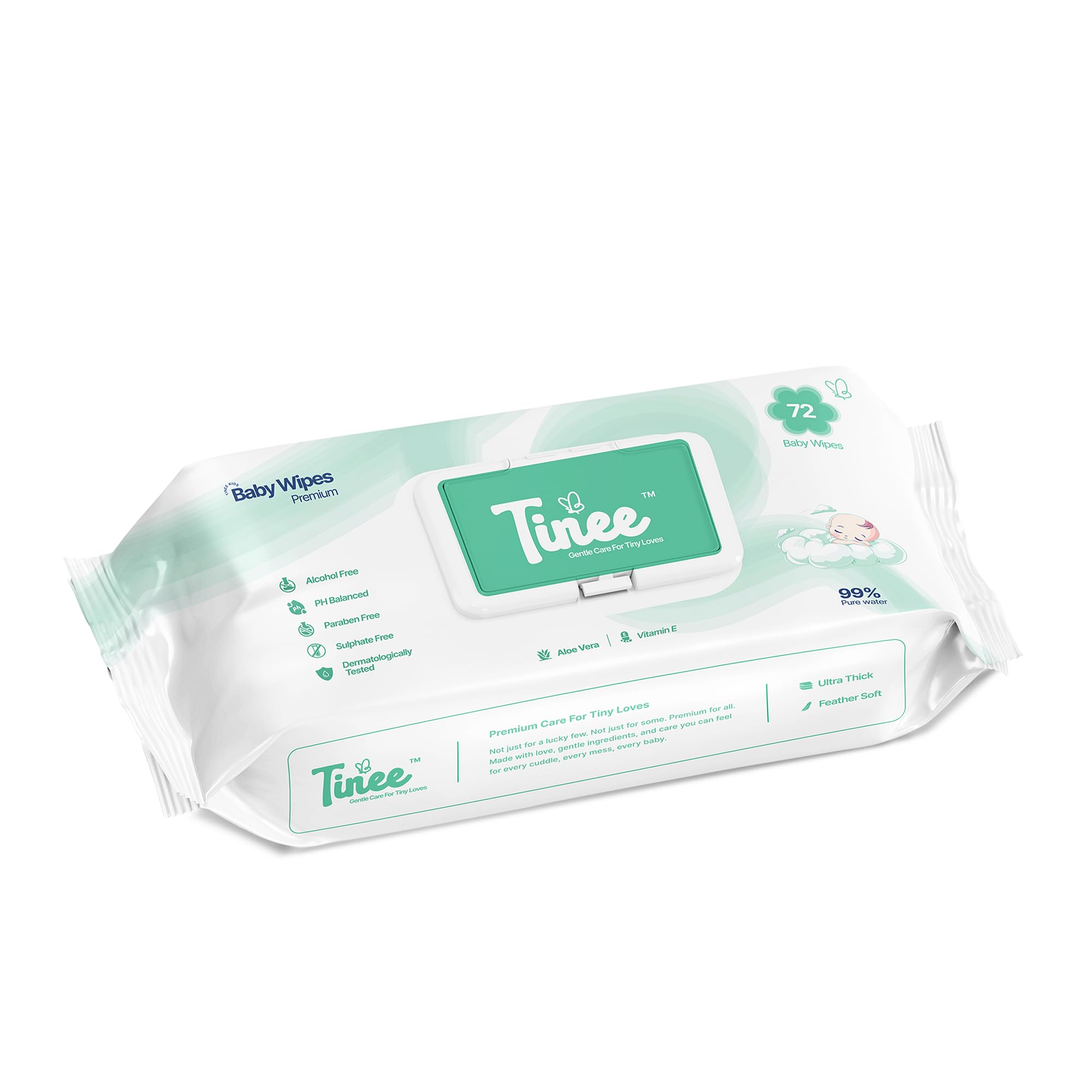 Tinee Baby Wet Wipes with Lid | 72 Wipes x Pack of 1 | Total 72 Wipes | Aloe Vera & Vitamin E | Paraben Free | pH Balanced | Moist Baby Cleaning Wipes | Resealable Lid Pack | Disposable Baby Wipes-image-17