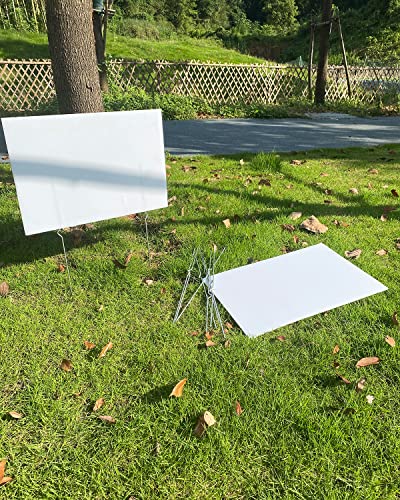 Blank Yard Signs With Metal Stakes,4 Pcak 17X12 Inches Corrugated Plastic Diy Yard Signs For Garage,Yard Sale,Party #TOP6