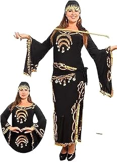 Egyptian Dance Suit with Hand Belt, Black, One Size