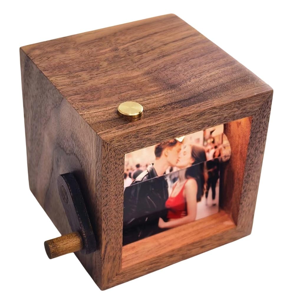 UDSKNV[KSL Photo Flipbook Frame, Hand-Cranked Animation Box, Personalized Mechanical Picture Page Turner, Flipbook Box with Light