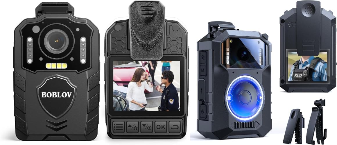 BOBLOV KJ25 1080P Body Cam, 3000mAh with 10-13Hrs Recording M11 Police Body Camera: 3.2K Body Camera with Big Button
