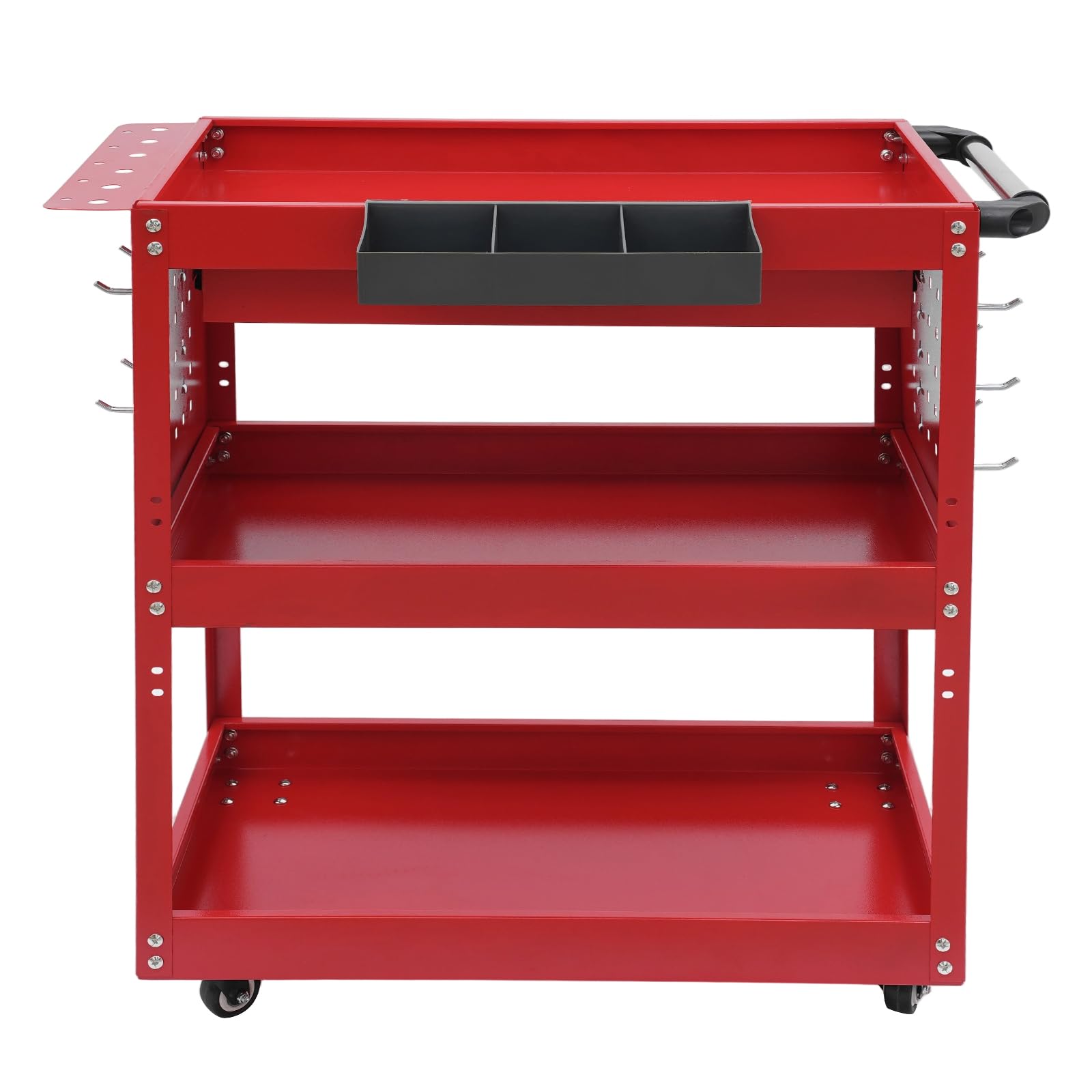 Carrello portautensili portatile a 3 livelli, carrello portautensili rosso, 550 lbs, carrello portautensili a 3 livelli, con ruote per officina, artigiani, industria