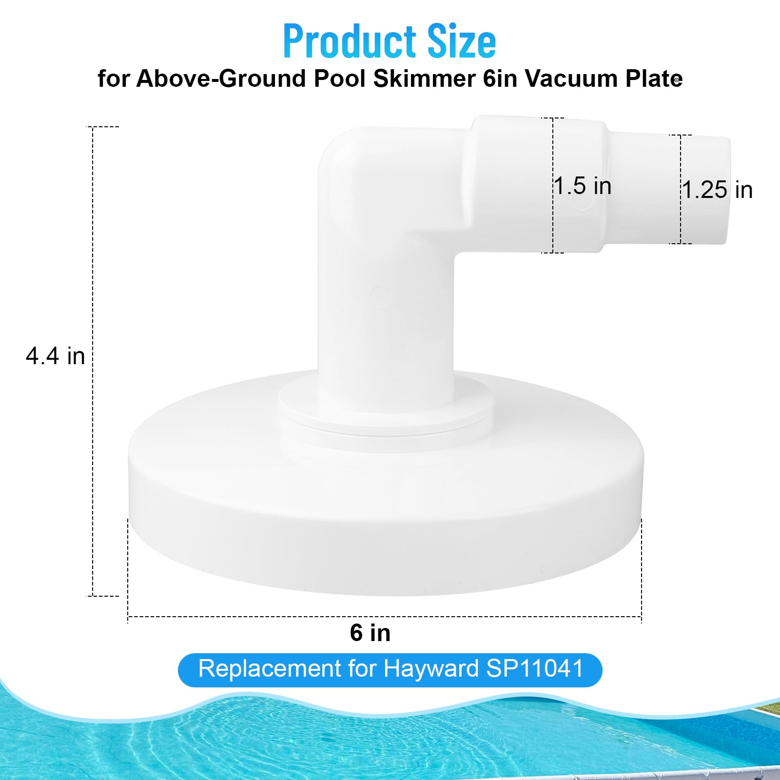 GDW Placa de vacío para skimmer de piscina compatible con Hayward SP1090, SP1091, SP1092 - Skim Vac 1 1/4 pulgadas y 1 1/2 pulgadas combo adaptador de codo de manguera - Reemplazo exacto Hayward SP11041