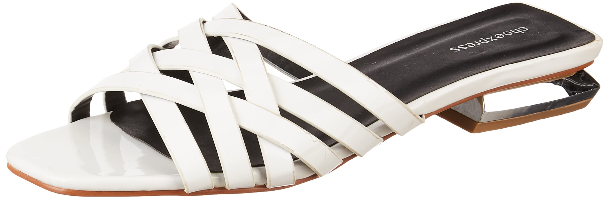 shoexpressWomen's Solid Cross Strap Slip-on Sandals