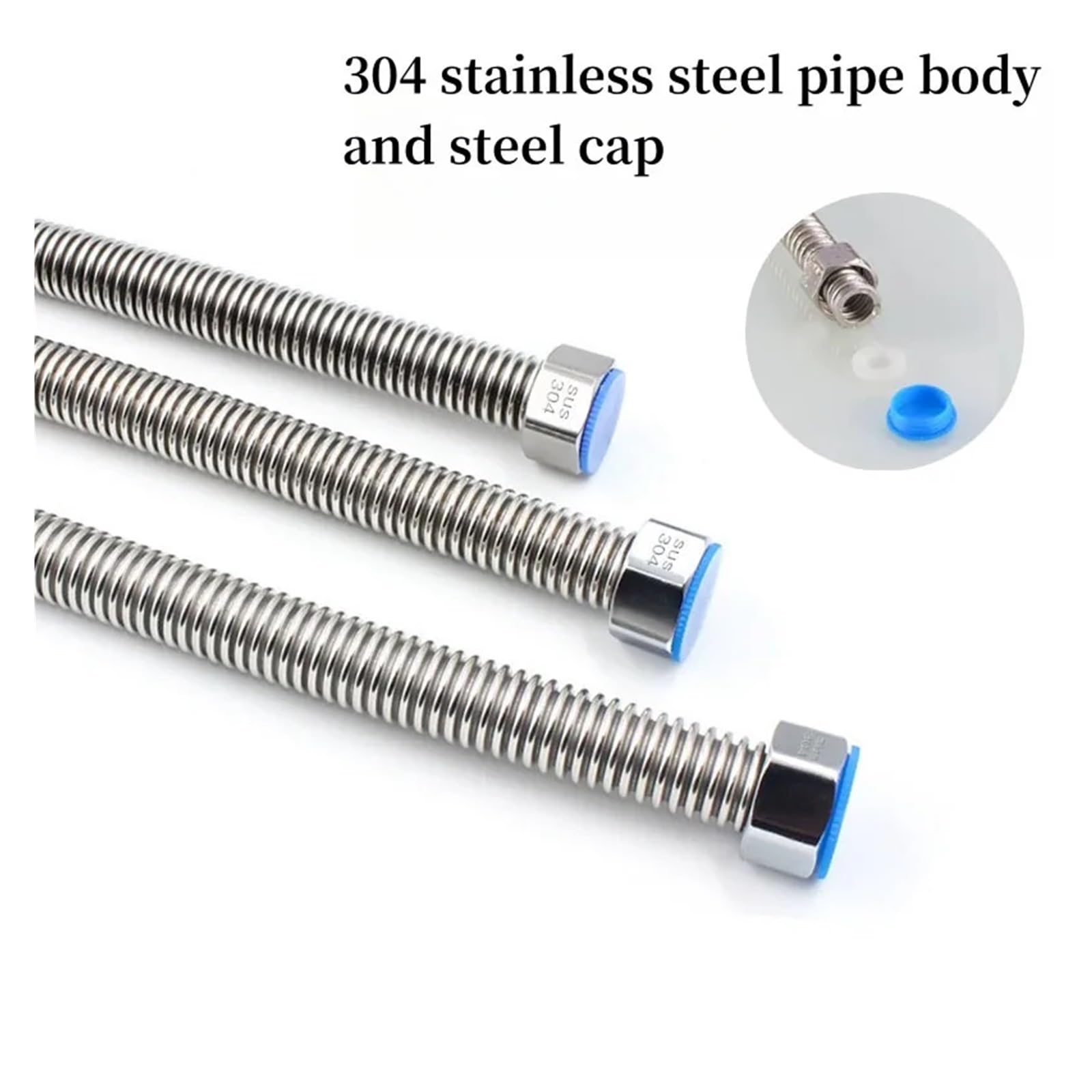 Fuelle de acero inoxidable 304 de 10 a 500 cm y 1/2", tubería de agua caliente y fría for uso doméstico, manguera de metal for calentador de agua doméstico.(150cm)