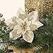 Alupssuc 24 PCS 3 Styles 6'' Poinsettia Christmas Flowers Artificial, Glitter Artificial Flower, Christmas Decorations for Xmas Tree Party Wreath Fireplace, New Year Ornaments, Champagne Gold