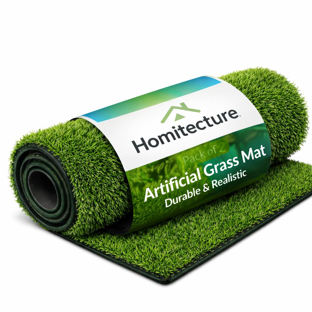 Homitecture 25 MM High Density Artificial Grass Carpet Mat for Balcony Multipurpose Entryway Floor Doormat for Lawn Garden Terrace & Office (37 X 57 Cm, Pack of 1)