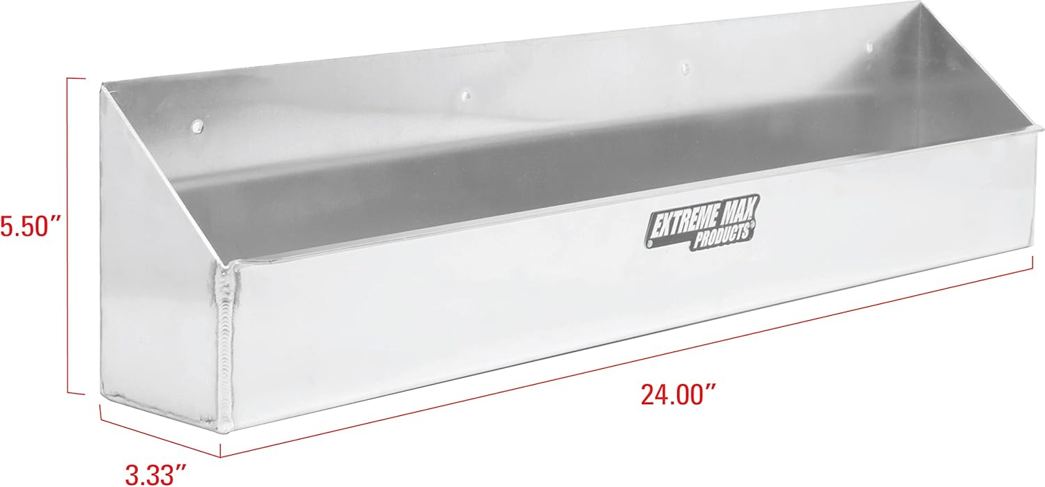 Extreme Max 5001.6194 Wall-Mount Aluminum Aerosol Storage Shelf for Enclosed Trailer Shop Garage Storage - 8-Can Capacity, Silver