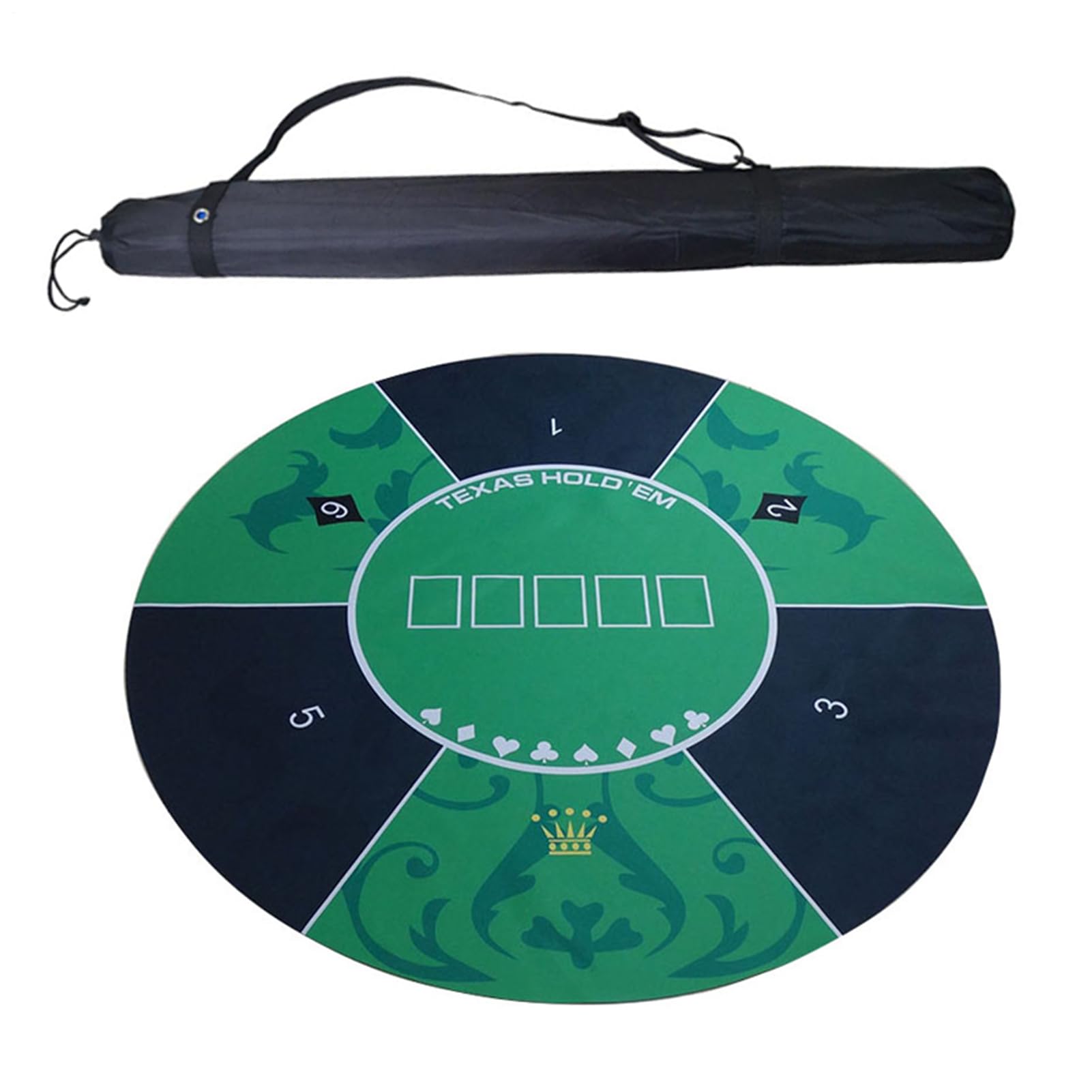 Generisch Texas Hold'em Pokermatte 47 -Zoll -Runde Tischplatte mit Tragetasche - tragbarer Gummi -Boden und Vlies -Spielmatte für Home Party Car Travel Card -Spiele bis zu 8 Spieler