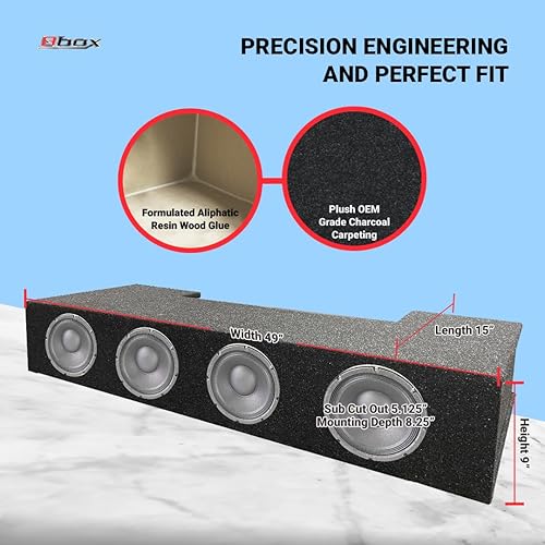 Miniatura 4 de Atrend Accu-Tuned - Caja de subwoofer sellada de 8 pulgadas - 2019 y UP Ram Crew Cab, acabado de alfombra premium, acústica de precisión para una