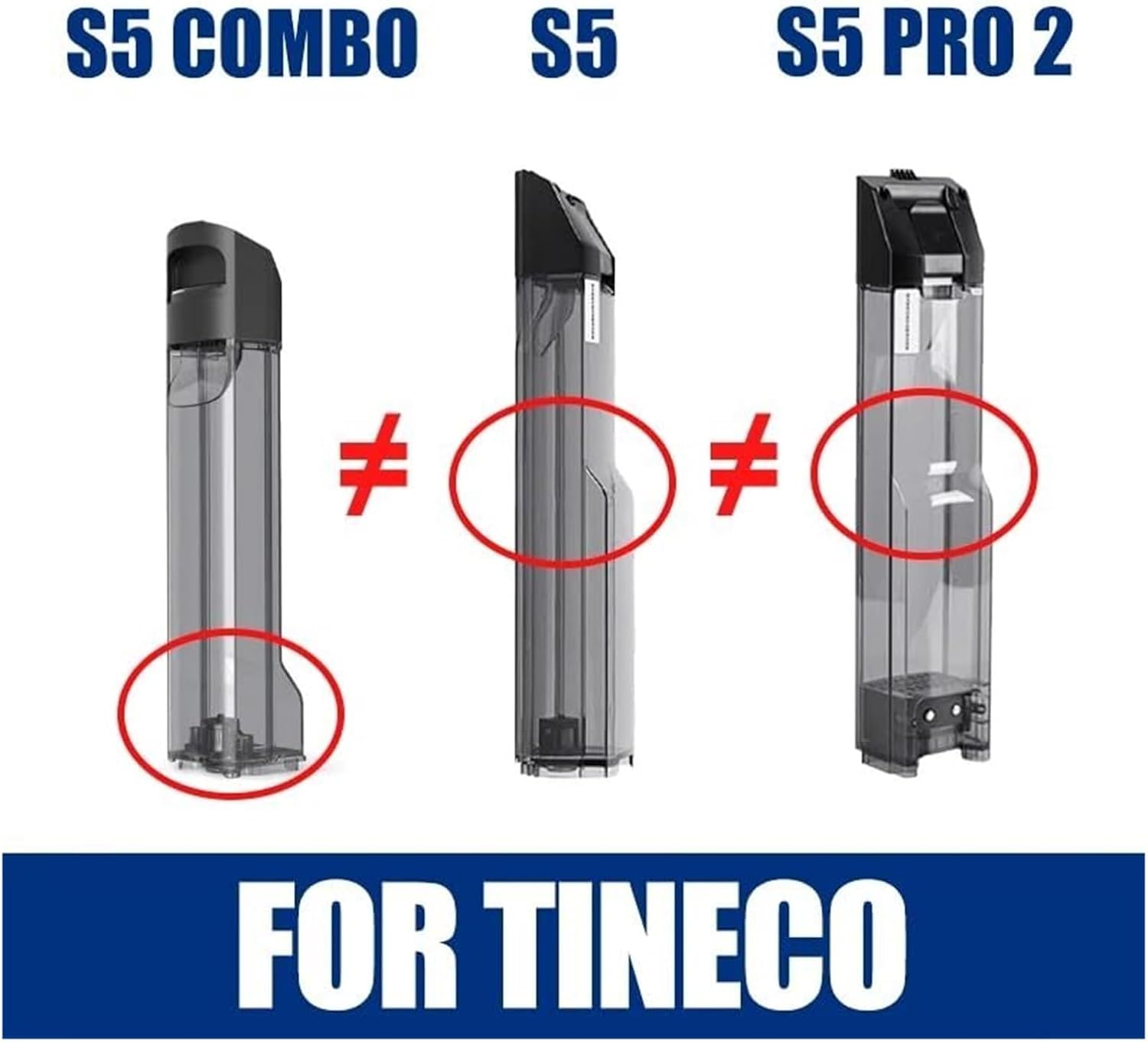 Clean/Dirty Water Tank Compatible for Tineco Floor ONE S5 Combo/2.0 Slim Wet/Dry Vacuum Cleaner Parts Replacement, Clean Water Tank Dirty Water Tank Accessories(2 (Dirty Water Tank))
