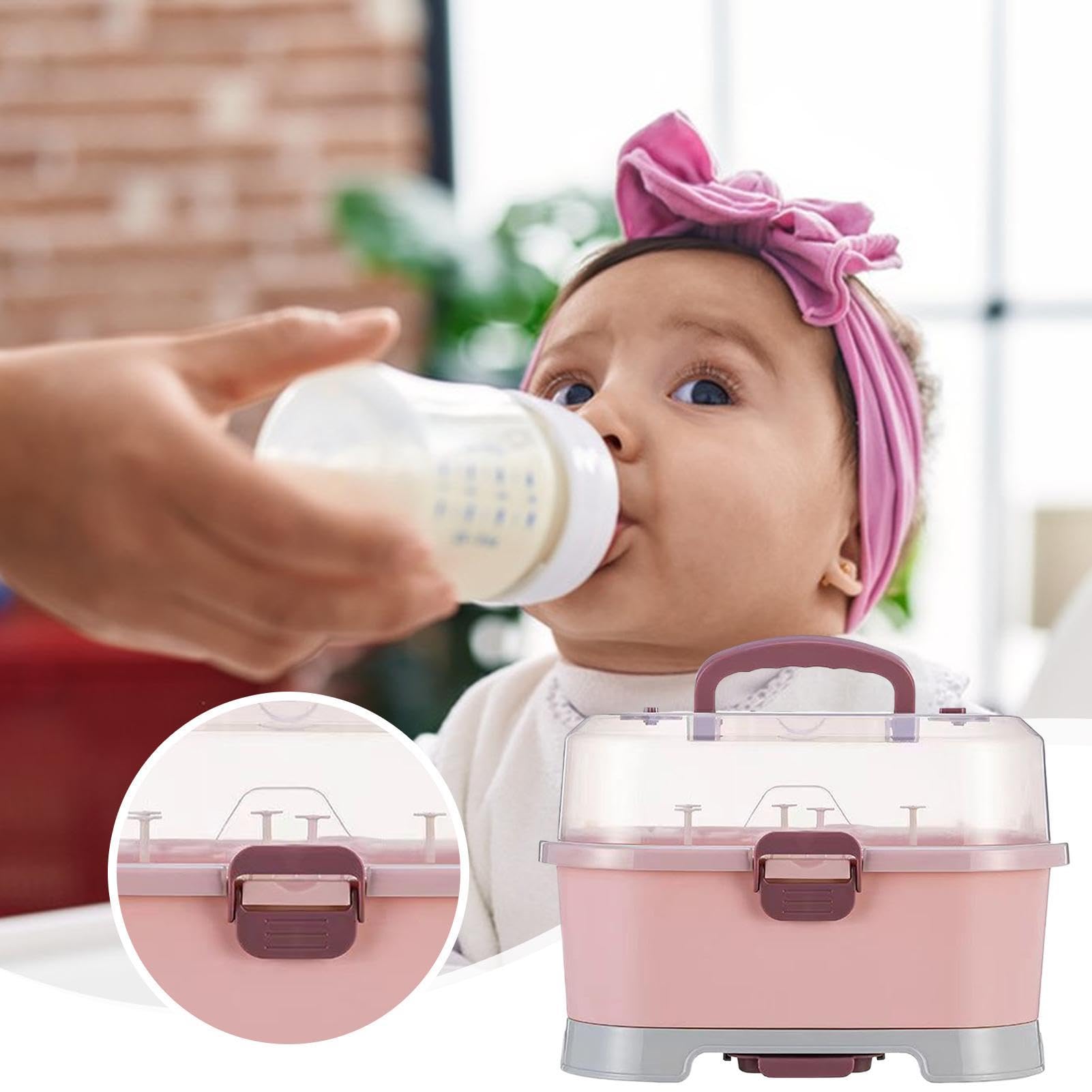 Large Nursing Bottle Storage Box Organizer with Cover, Removable Home Holder for Sink Dishwasher, Bottle Organizer for Kids, Cabinet Washing Sink Travel Kitchen Use. — view 3