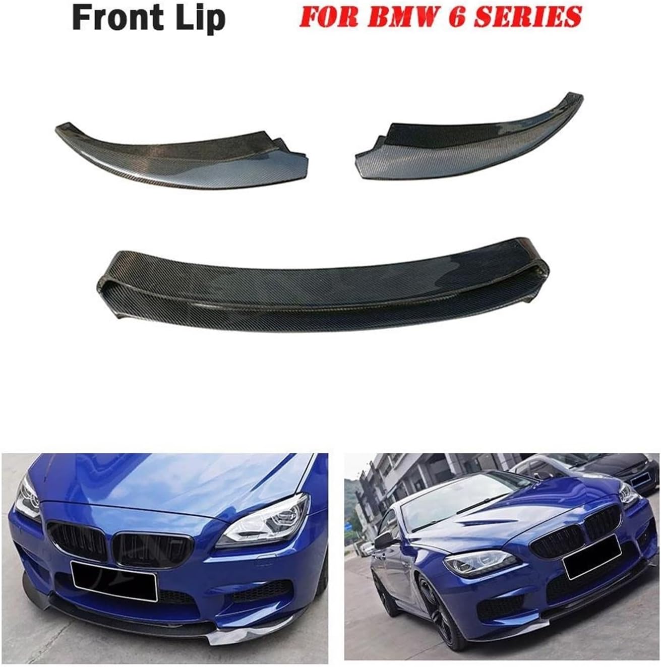 Carbon Fiber Front Lip Spoiler Splitters ，Compatible For BMW 6 Series F06 F12 F13 M6 Standard 2014-2017 Bumper Protector Car Accessories(Carbon Fiber)