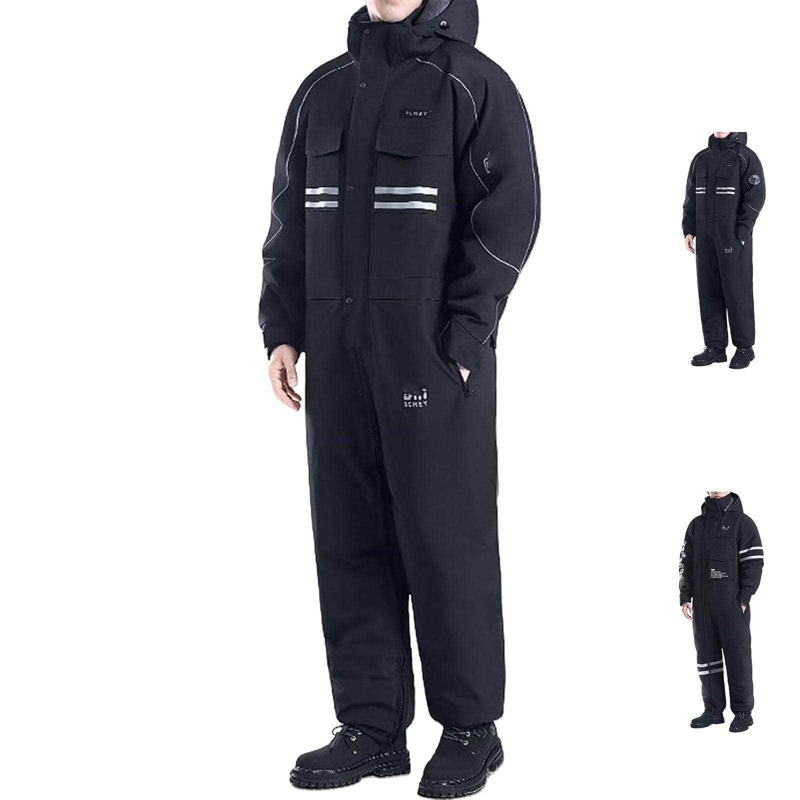 QingxingFa Winter Outdoor Riding Insulated Full-Body Suit,Unisex Windproof Freezer Snow Suits,Men's Cold Weather Overalls (Upgraded Style,XXL)