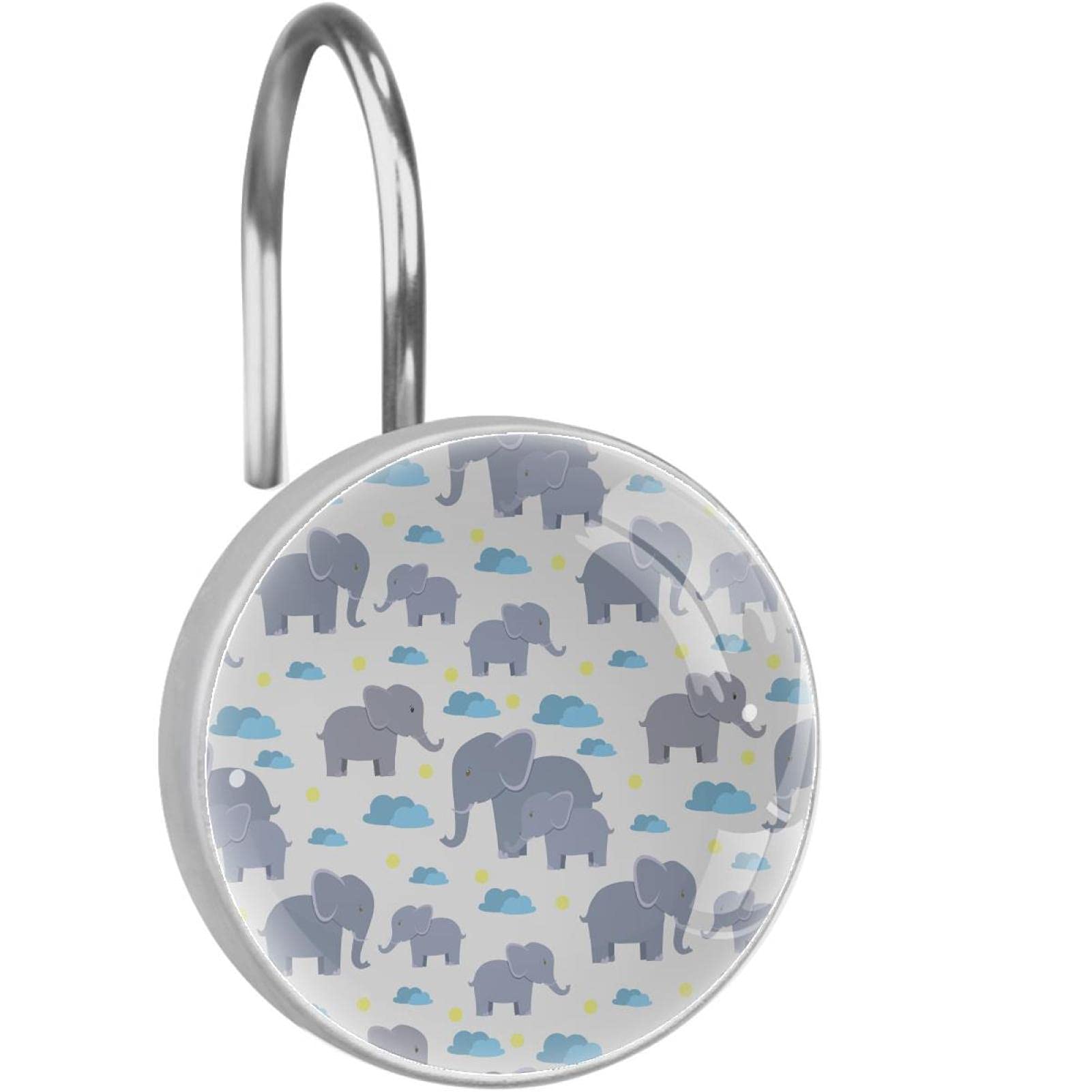 Crochets de rideau de douche éléphant pour une salle de bain familiale et ludique