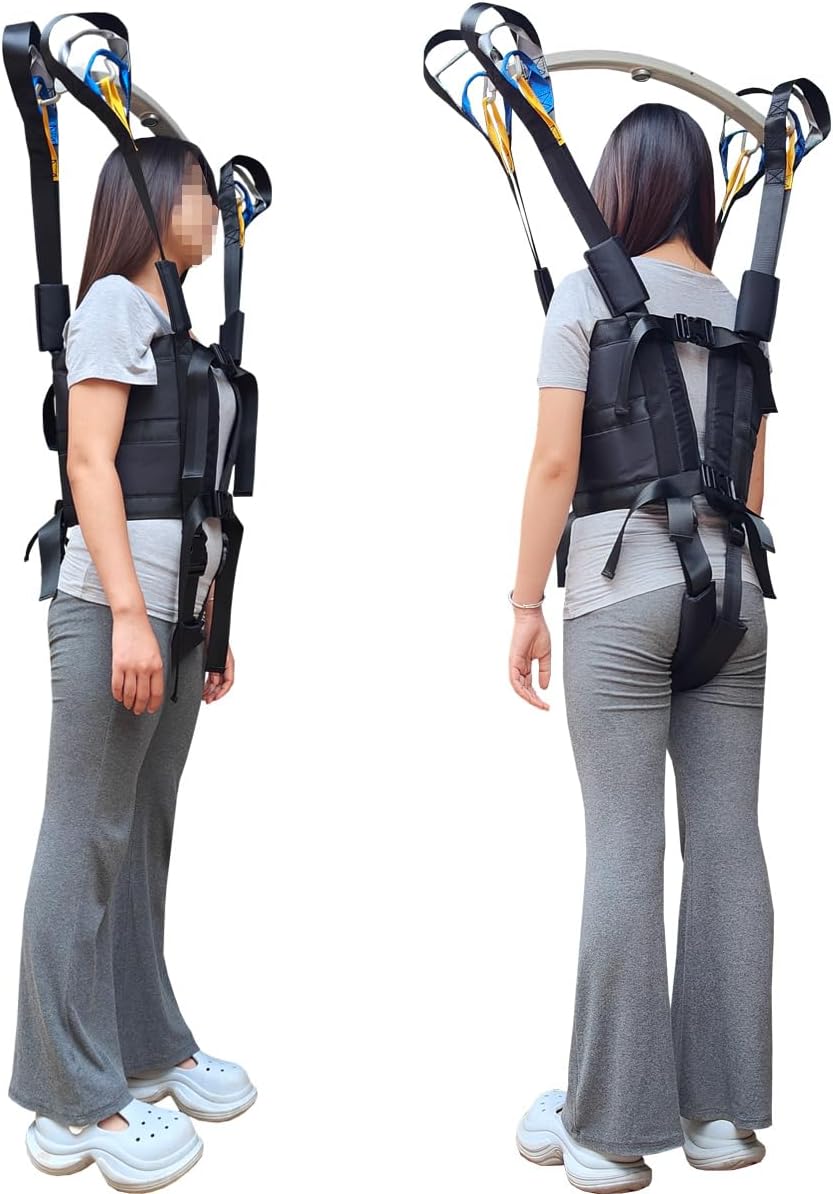 Patient Lift Sling Transfer Gait Belt Raised Seats Supports Standing Walking Strap Harness Assistance Elderly Senior Physical Therapy Aids Full Body Exercisers Black