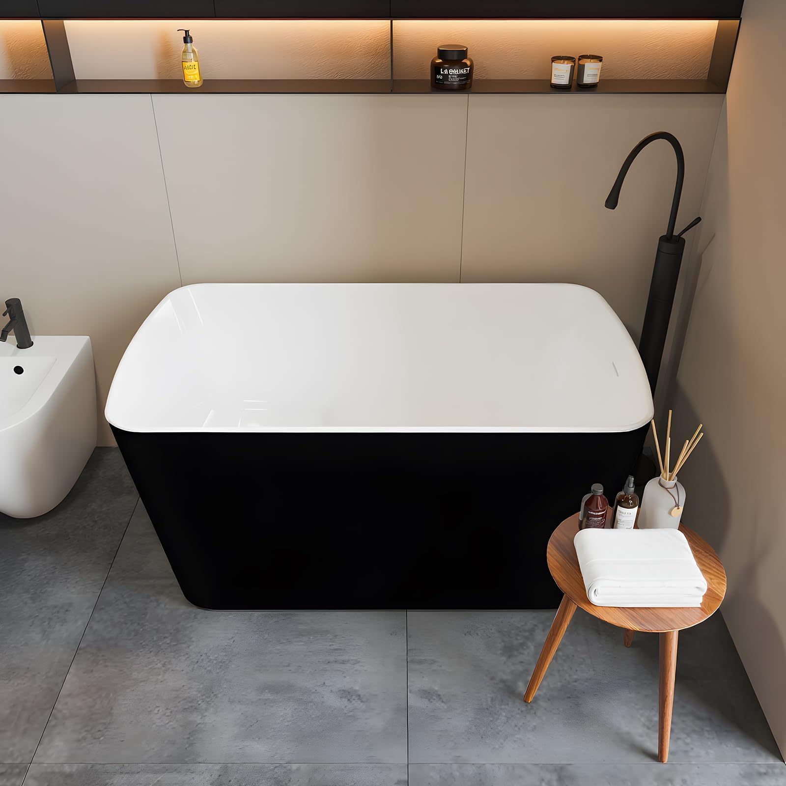 Freestanding Bathtub Acrylic Oval Soaking Tub, Modern Stand Alone Bath with Chrome Drain and Overflow, Comfortable Deep Soak Tub for Master or Guest Bathroom, 67inch