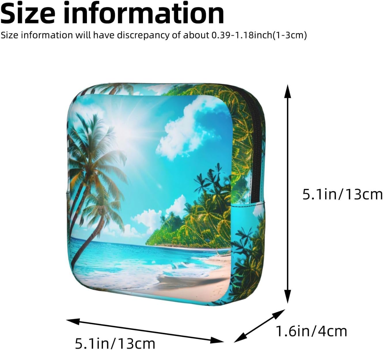Tropical Ocean Beach Theme Print Multifunctional Storage Bag Pad Bag Skin-Friendly Period Pouch Reusable Tampon Bag for Female